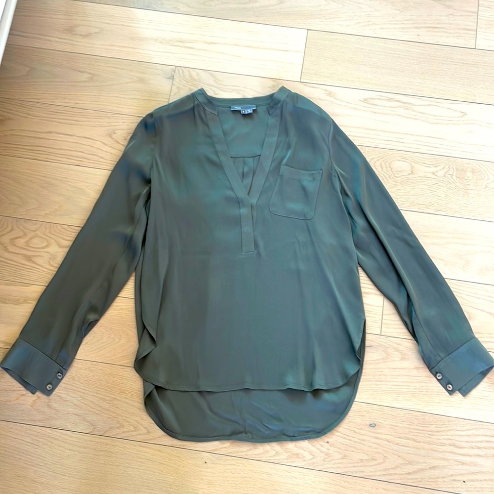 Silk Vince blouse, beautiful dark sage.